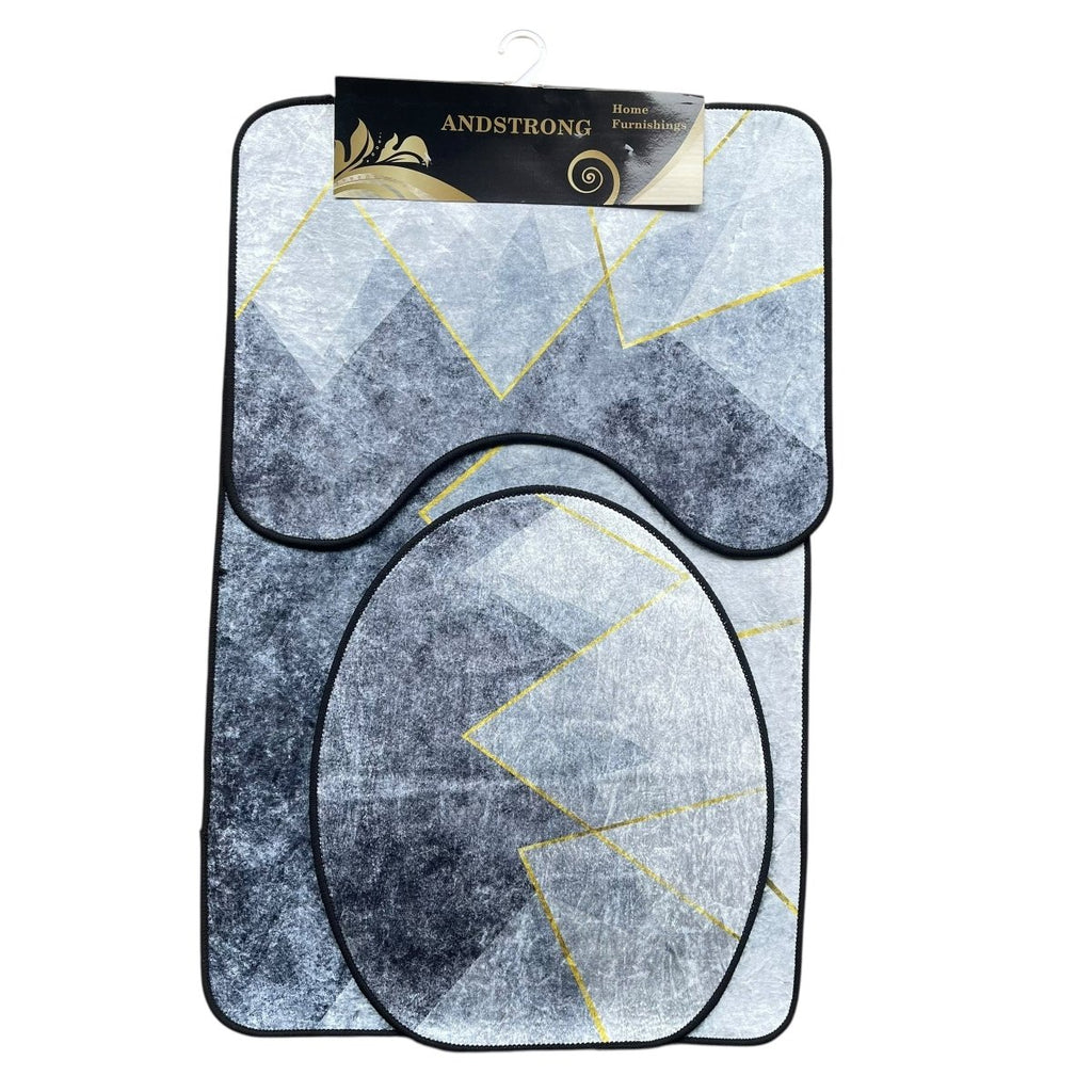 3PC Gloss Printed Bathroom Mat Set 50 x 80 cm - Home Phase