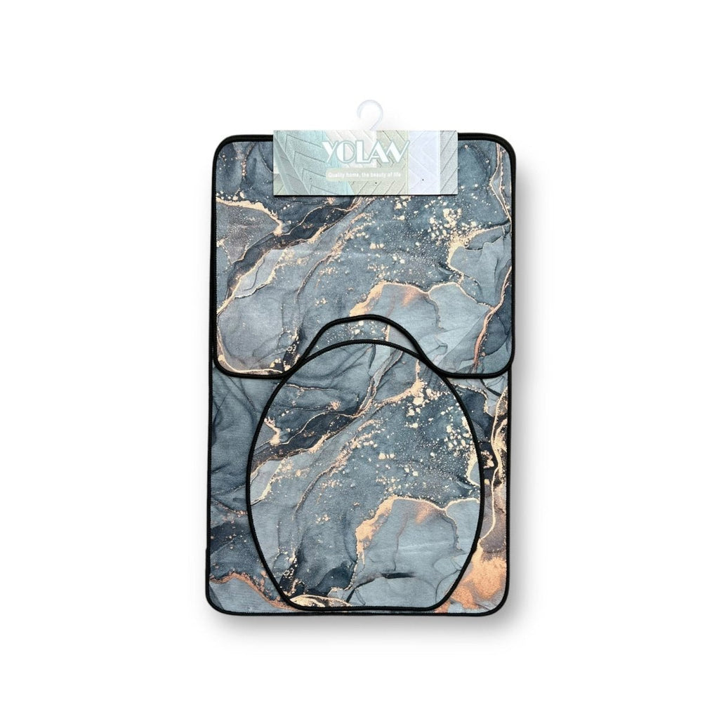 3PC Gloss Printed Bathroom Mat Set 50 x 80 cm - Home Phase