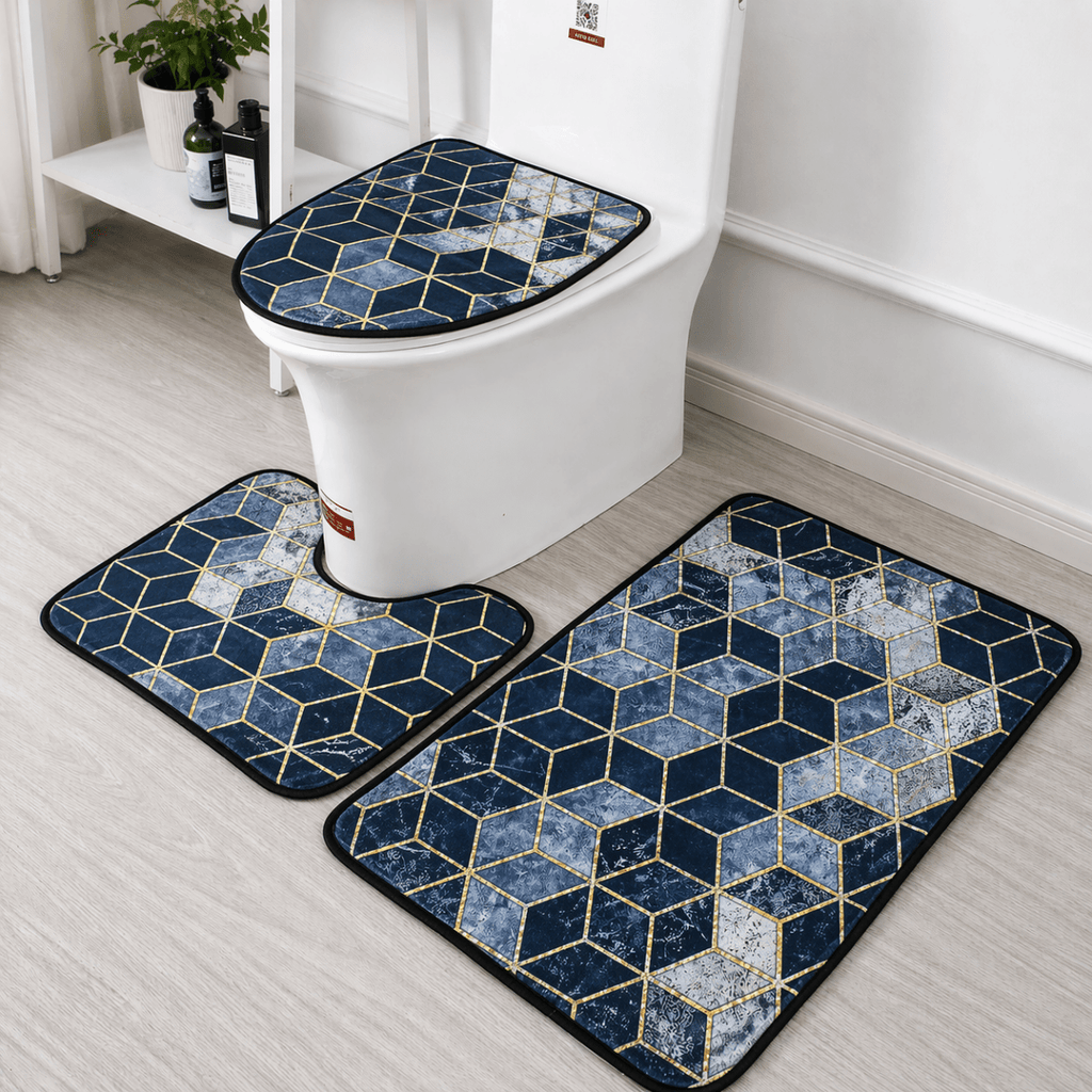 3PC Gloss Printed Bathroom Mat Set - Home Phase