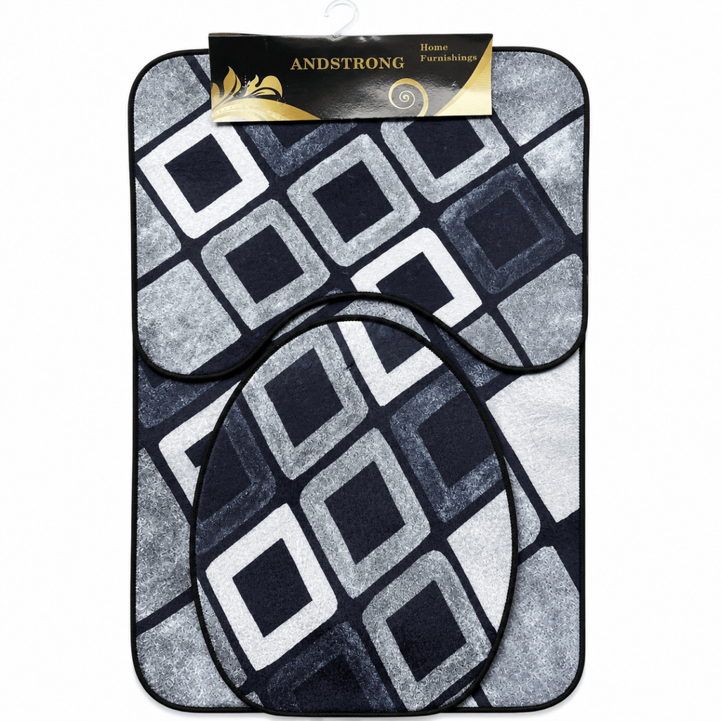 3PC Gloss Printed Bathroom Mat Set - Home Phase