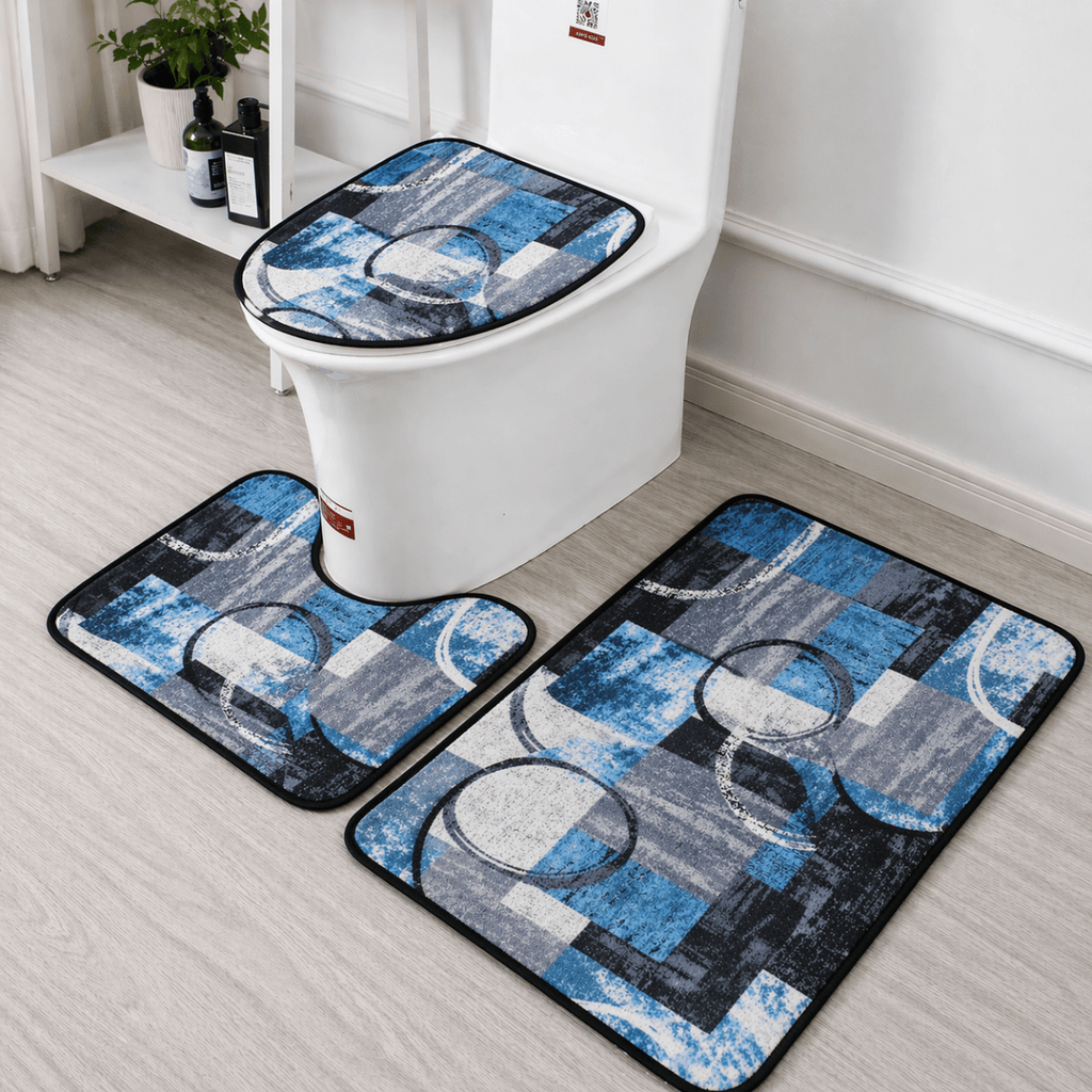 3PC Gloss Printed Bathroom Mat Set - Home Phase