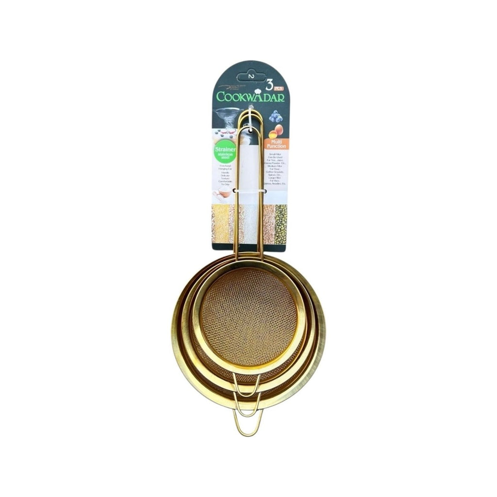 3PC Gold Stainless Steel Strainer - Home Phase