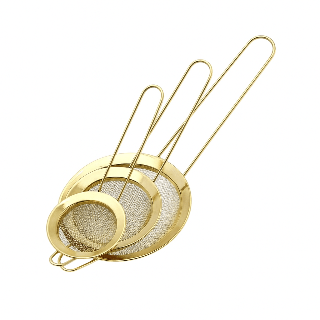 3PC Gold Stainless Steel Strainer - Home Phase