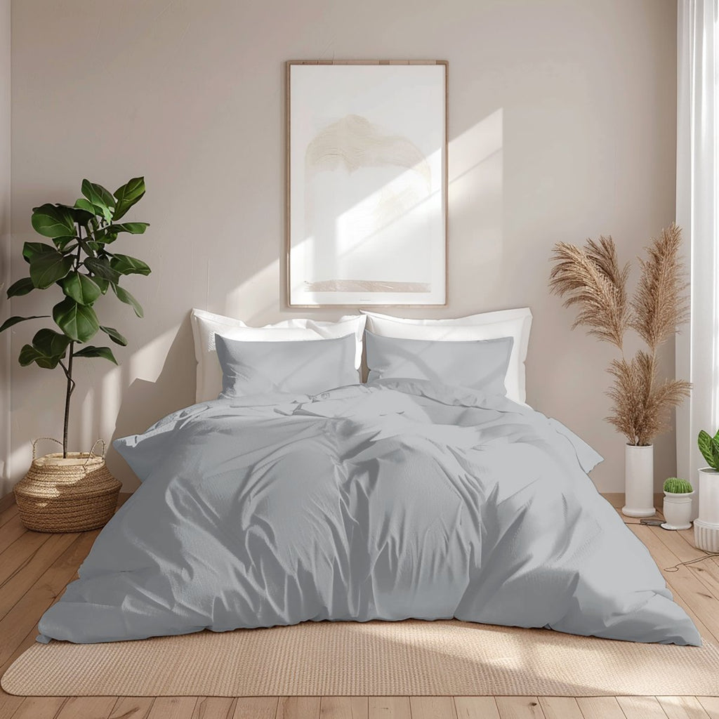 3PC Horrockses 180TC Polycotton Duvet Cover Set - Grey - Style Phase Home