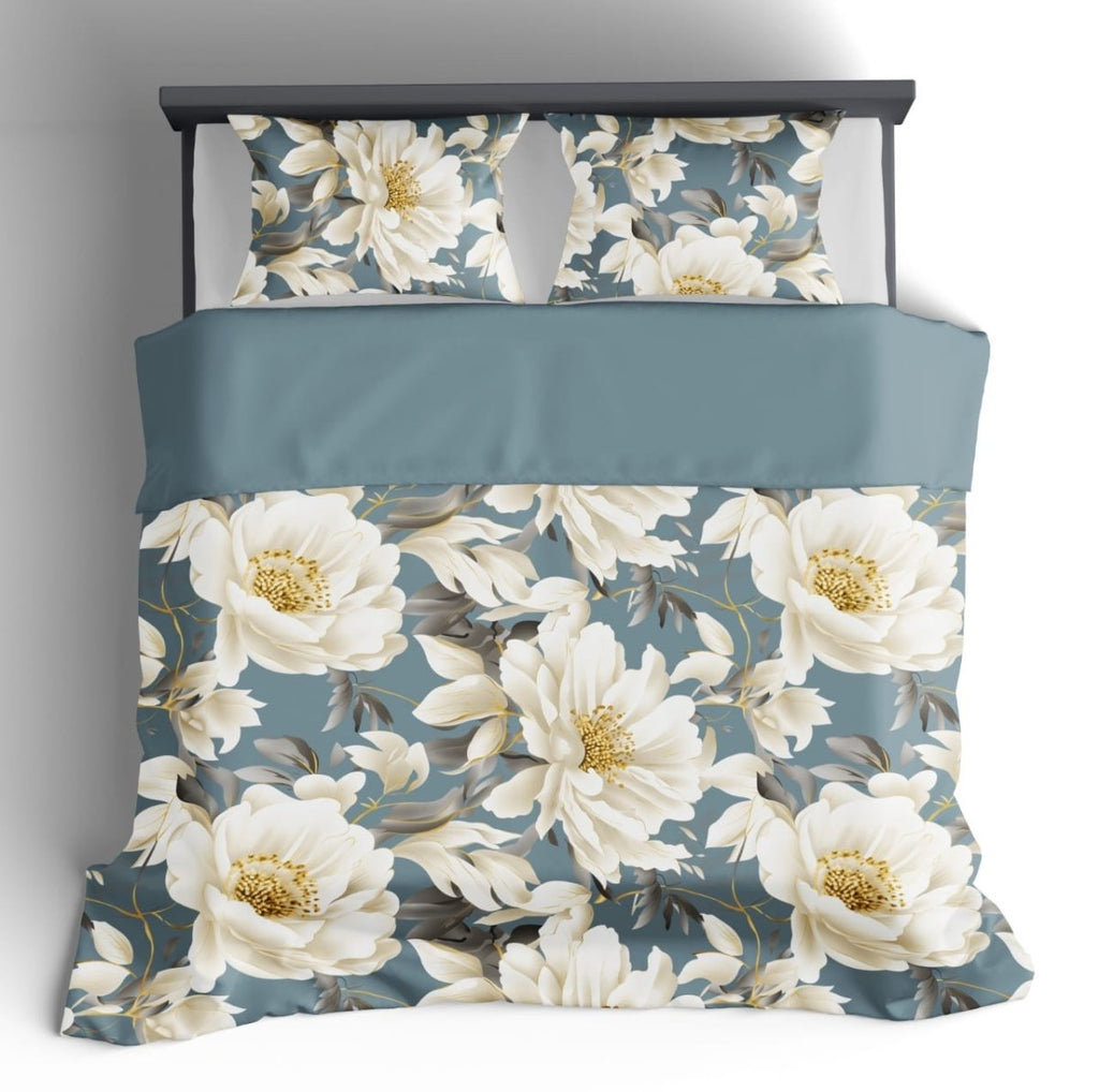 3PC KingsRest Comforter Set - Aqua Floral - Queen - Home Phase