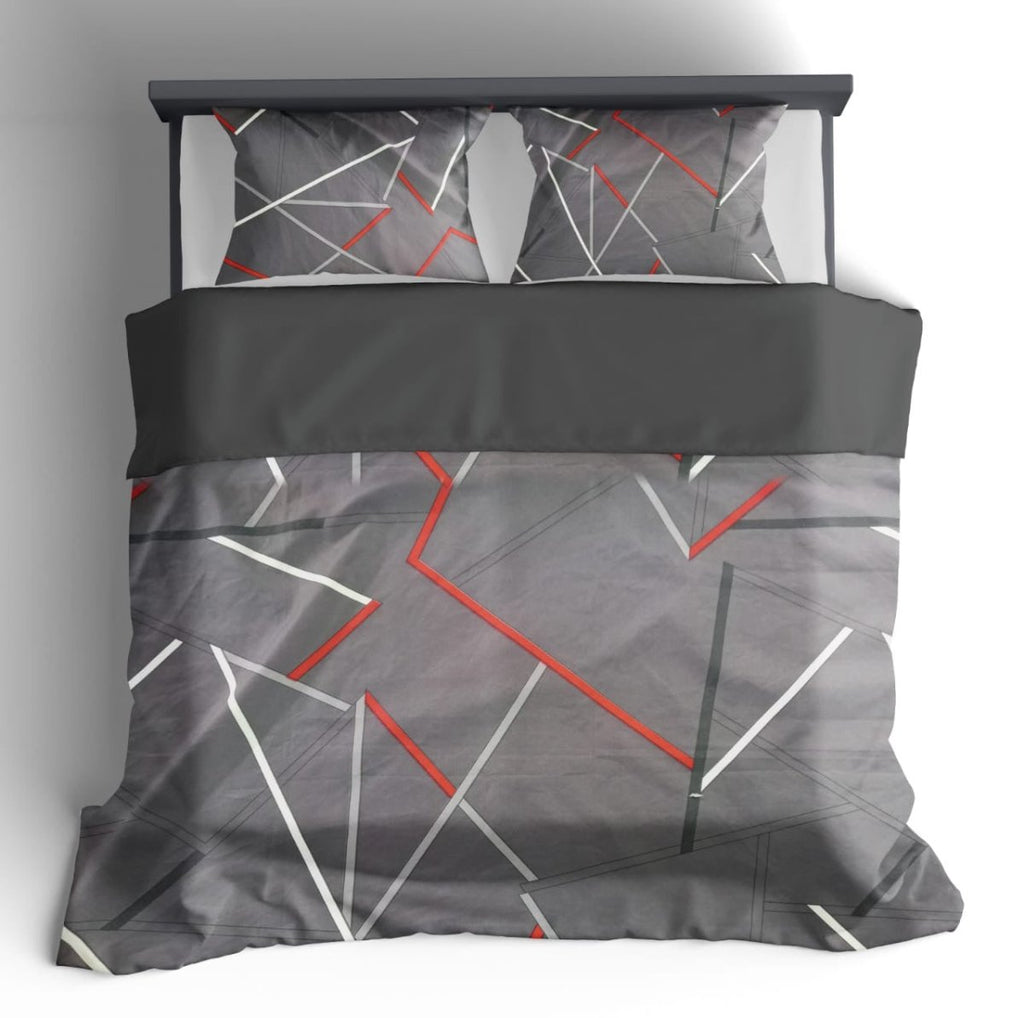 3PC KingsRest Comforter Set - Grey Abstract - Queen - Home Phase