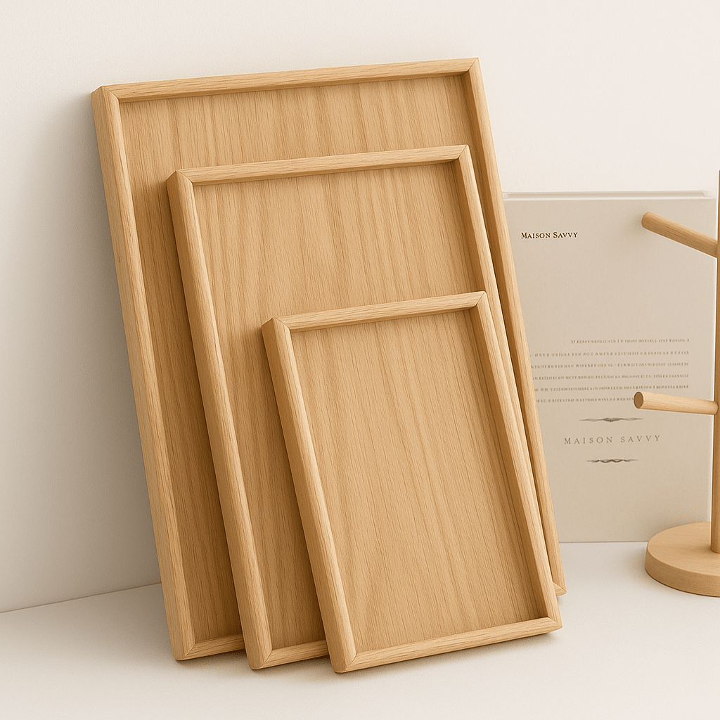 3PC MDF Wooden Tray Set - Lightwood - Home Phase