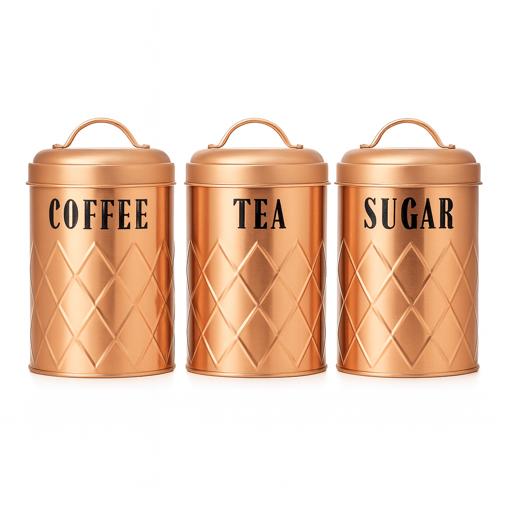 3PC Metal Tea/Coffee/Sugar Canister Set - Home Phase