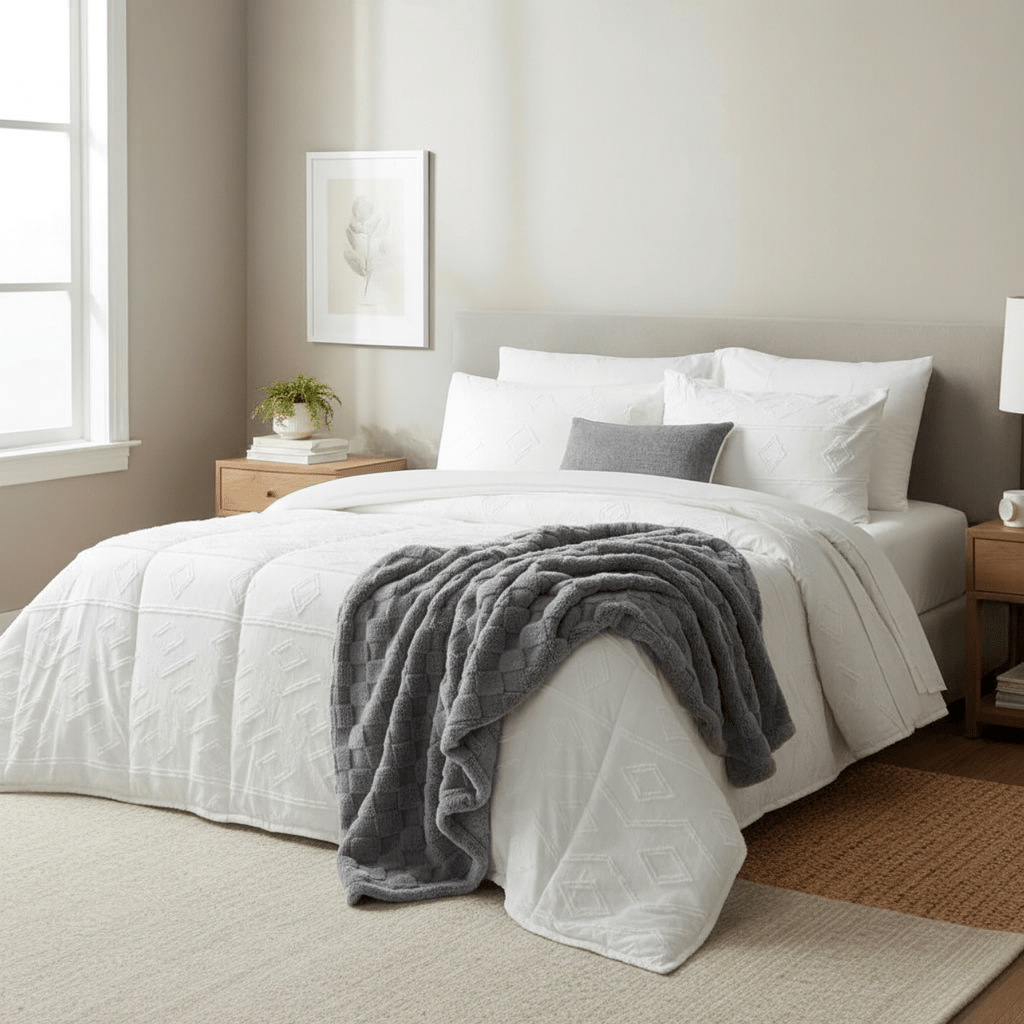 3PC Pierre Cardin Comforter - White Embossed (240 x 240 cm) - Home Phase