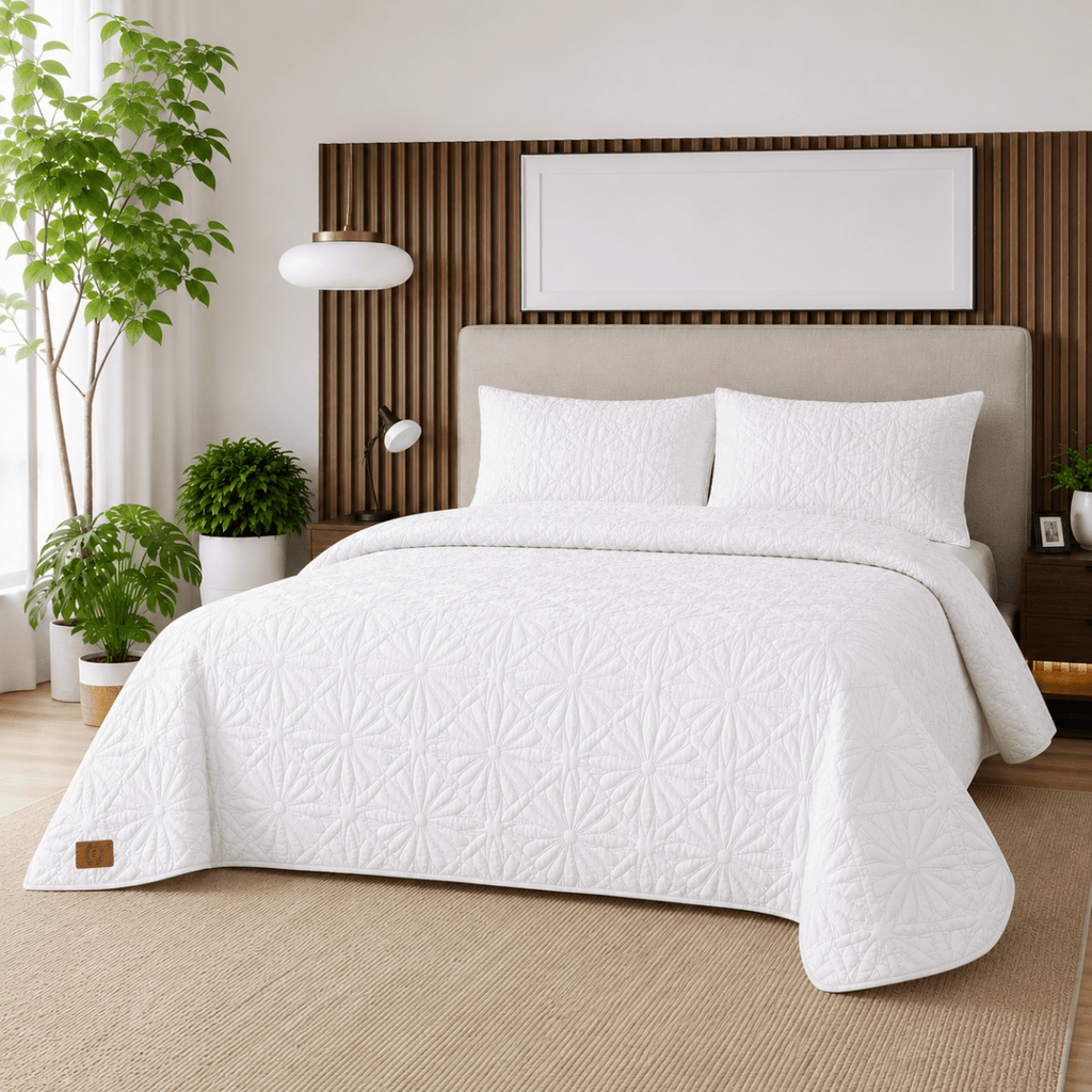 3PC Pierre Cardin Quilt Bed Set - King - Queen (Diamond Design) - Home Phase