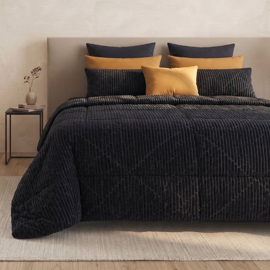 3PC Pierre Cardin Textured Onyx Dash Comforter Set - 240 x 200 cm - Home Phase