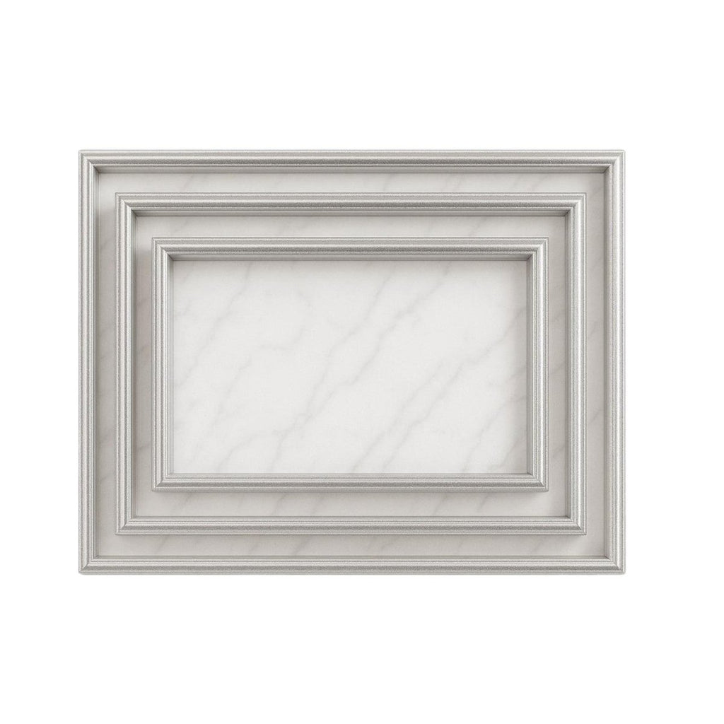 3PC Plastic Serving Tray Set - Silver Rim & Marble - Home Phase