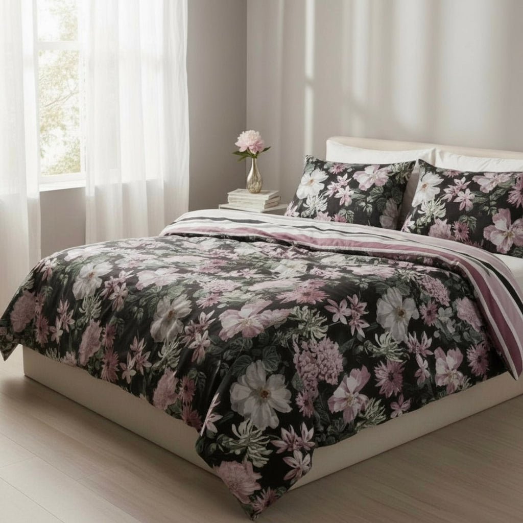 3PC Reversible Microfibre Duvet Cover - Alcazar Floral - Home Phase