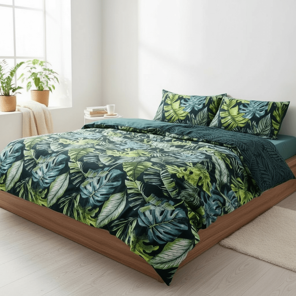 3PC Reversible Microfibre Duvet Cover - Jungle - Home Phase