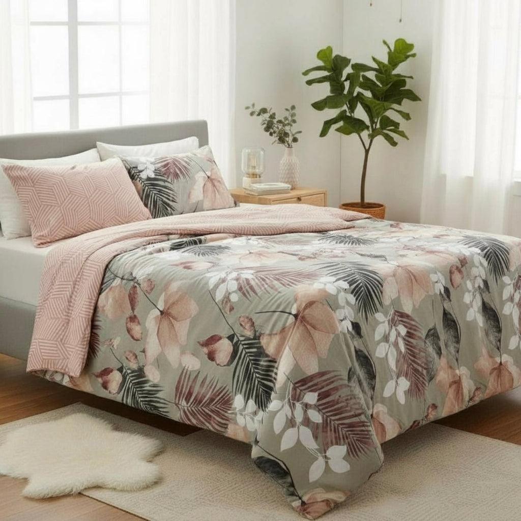 3PC Reversible Microfibre Duvet Cover - Kiara Floral - Home Phase