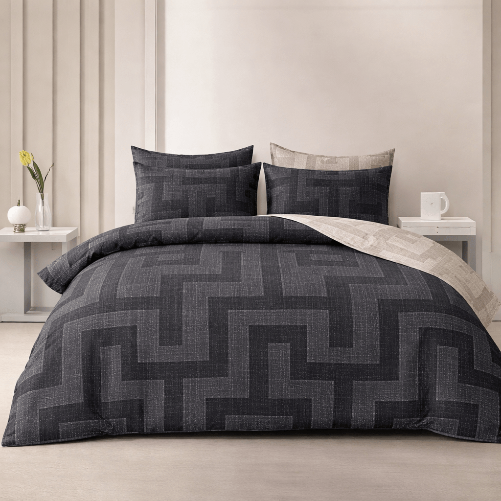 3PC Reversible Microfibre Duvet Cover - Nikko - Home Phase