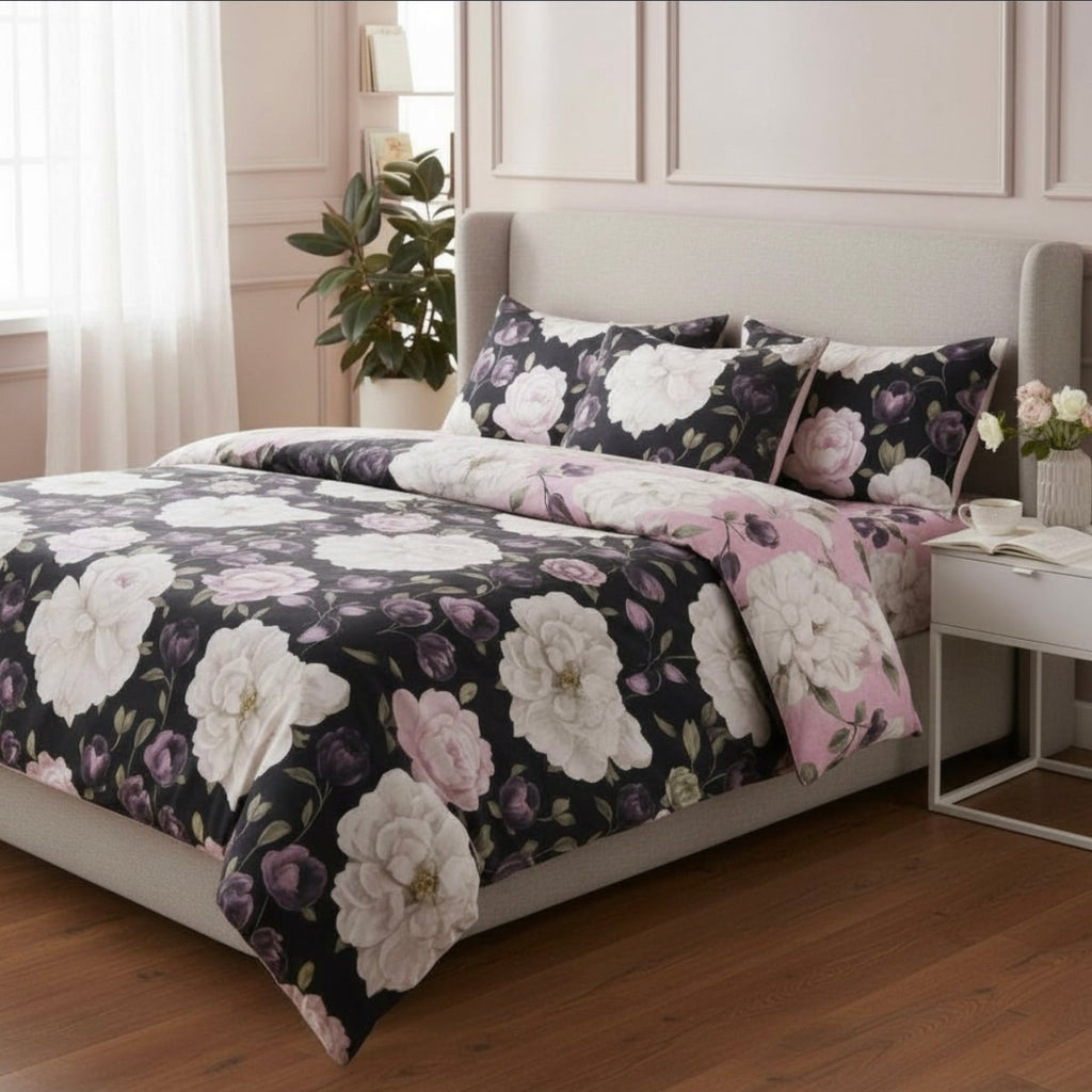3PC Reversible Microfibre Duvet Cover - Rhapshody Floral - Home Phase
