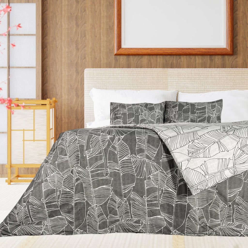 3PC Reversible Microfibre Duvet Cover Set - Grey Geo - Style Phase Home