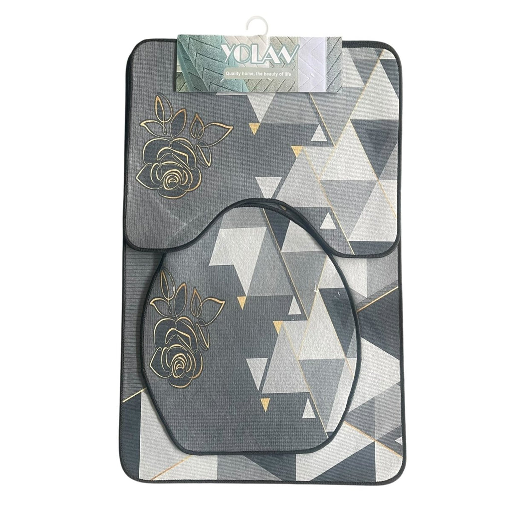 3PC Soft Modern Printed Bath Mat Set - Style Phase Home