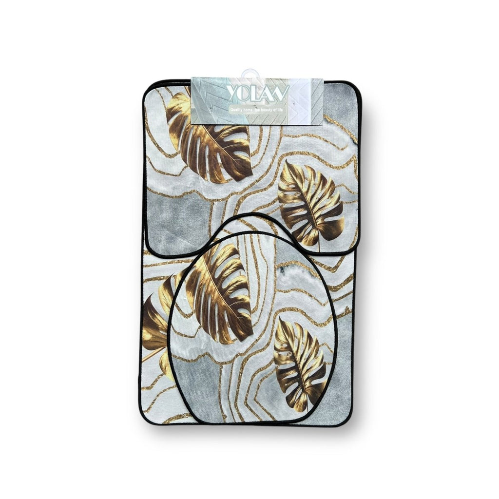 3PC Soft Modern Printed Bath Mat Set - Style Phase Home