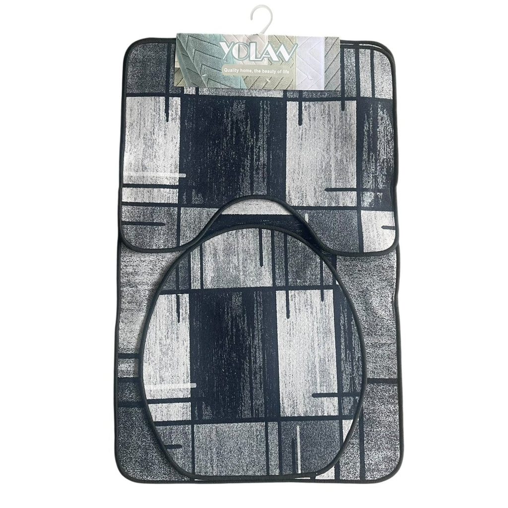 3PC Soft Modern Printed Bath Mat Set - Style Phase Home