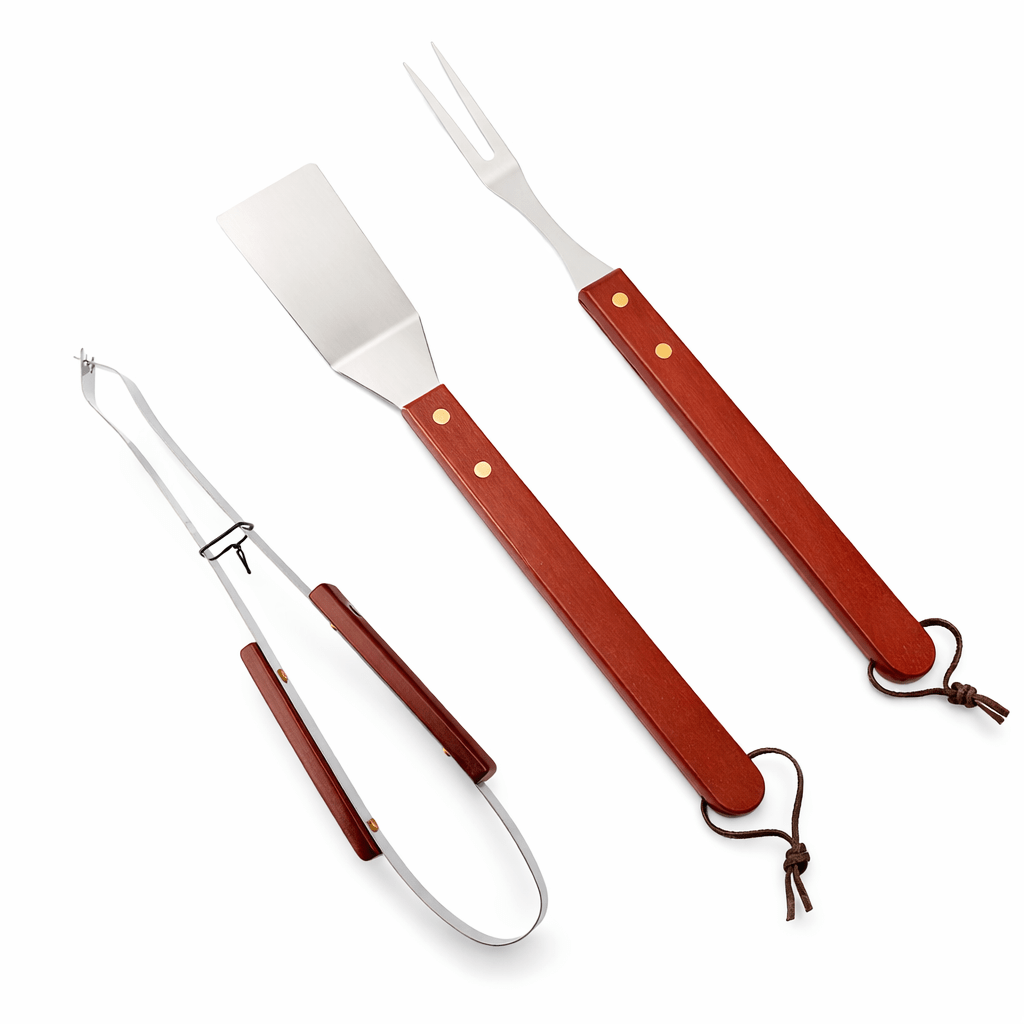 3PC Stainless Steel & Wood Braai Set - Home Phase