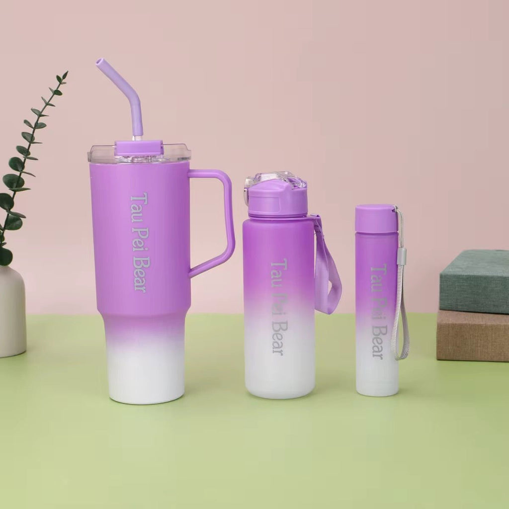 3PC Two - Tone Plastic Water Bottle Set - Home Phase