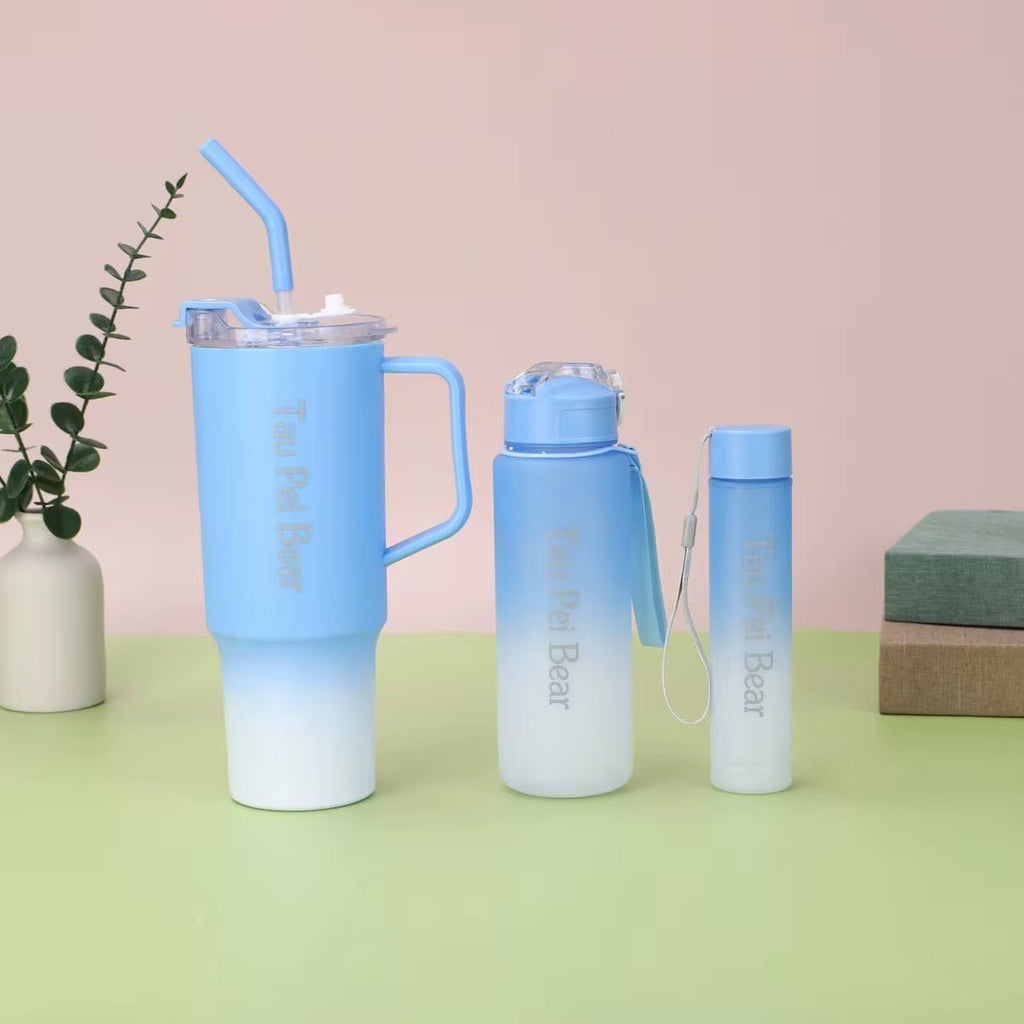 3PC Two - Tone Plastic Water Bottle Set - Home Phase