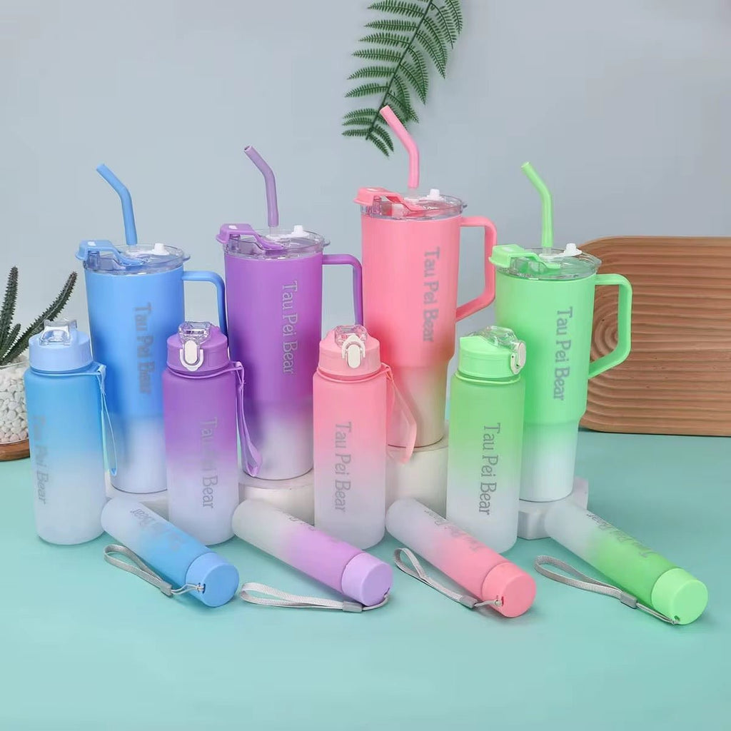 3PC Two - Tone Plastic Water Bottle Set - Home Phase