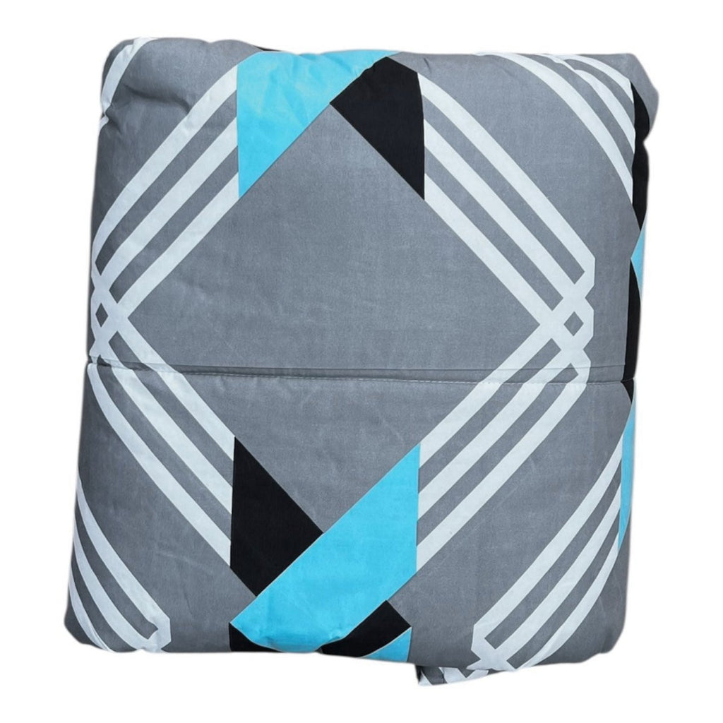 3PC Urban Printed Microfibre 80gsm Comforter - Blue & Grey Geo - Home Phase