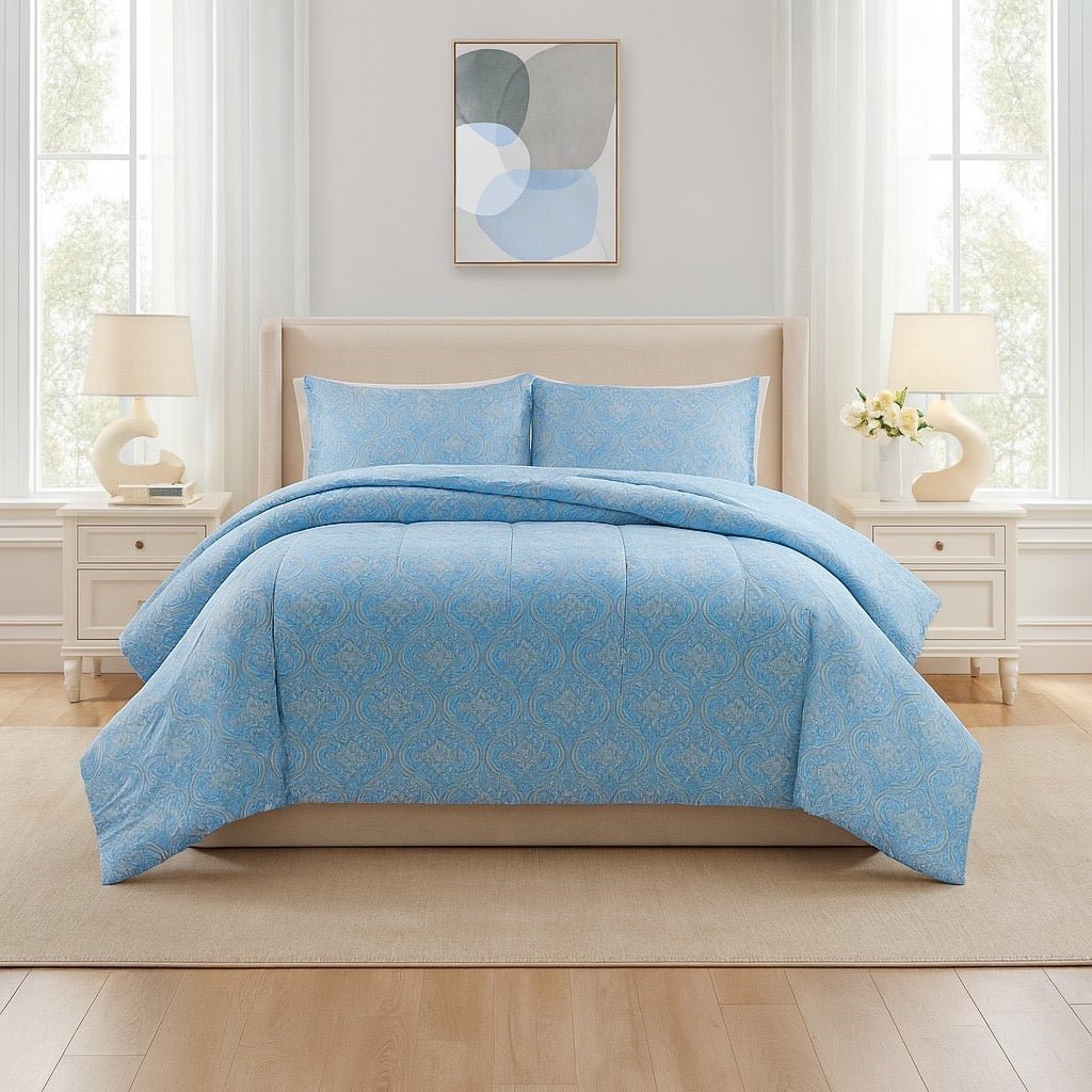 3PC Urban Printed Microfibre 80gsm Comforter - Blue Paisley - Home Phase