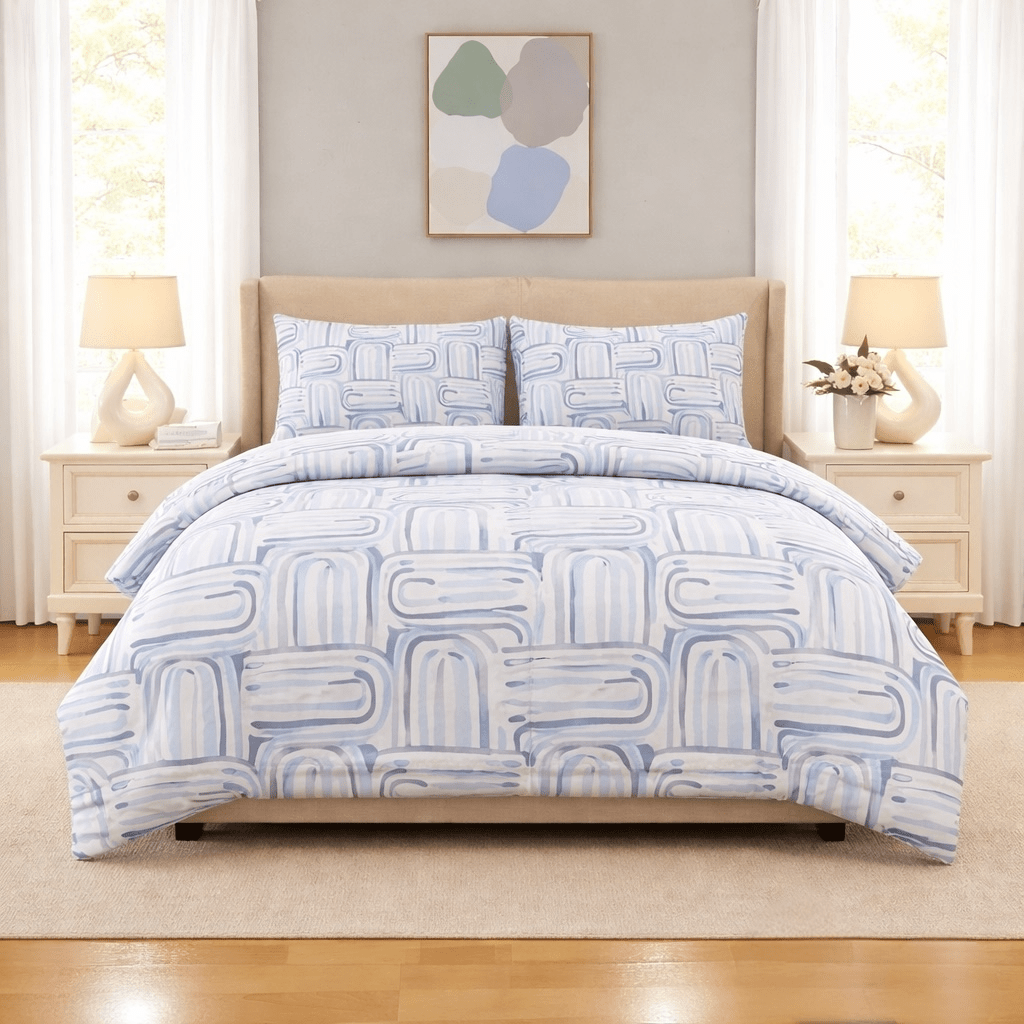 3PC Urban Printed Microfibre 80gsm Comforter - Blue Rainbow - Home Phase