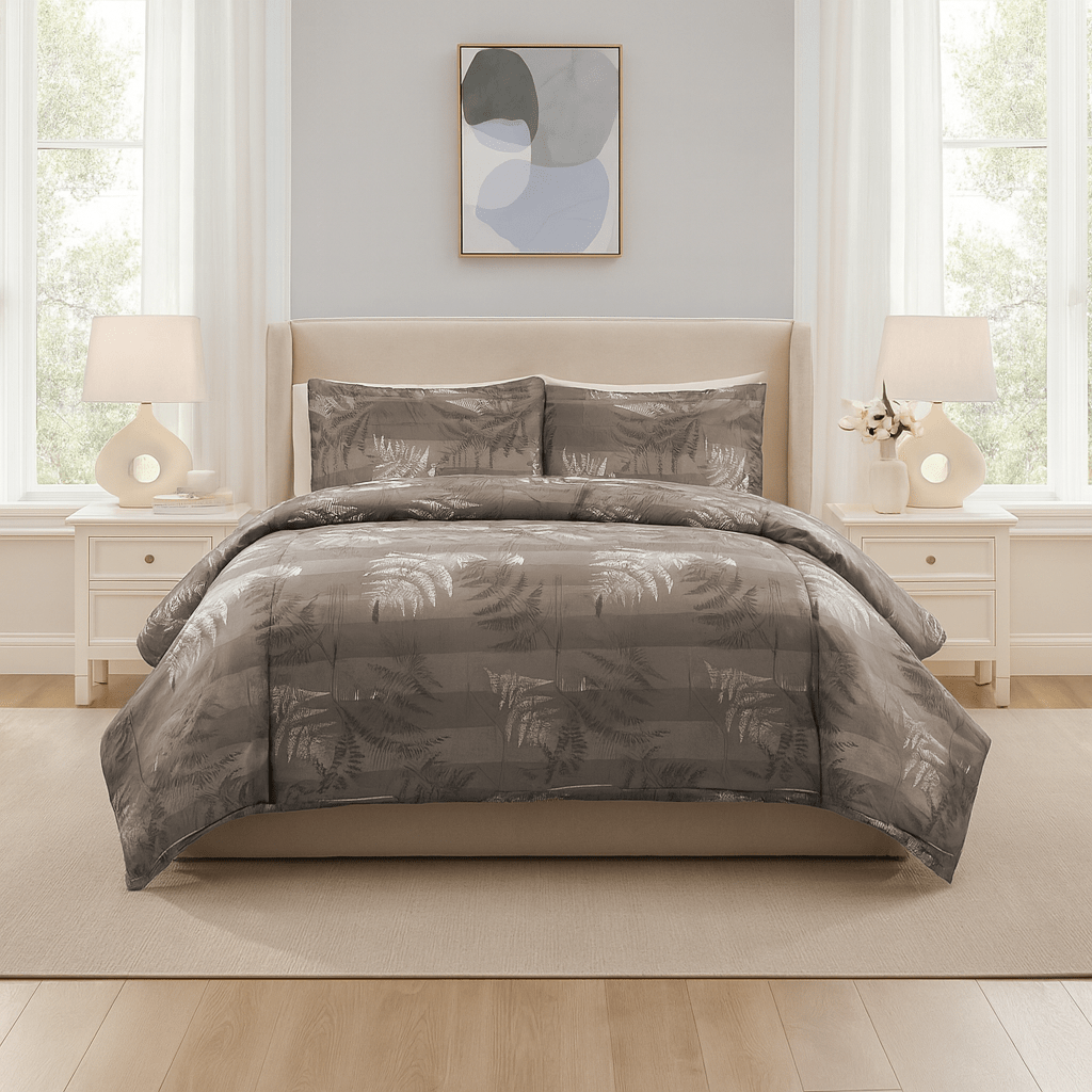 3PC Urban Printed Microfibre 80gsm Comforter - Brown Stripe - Home Phase