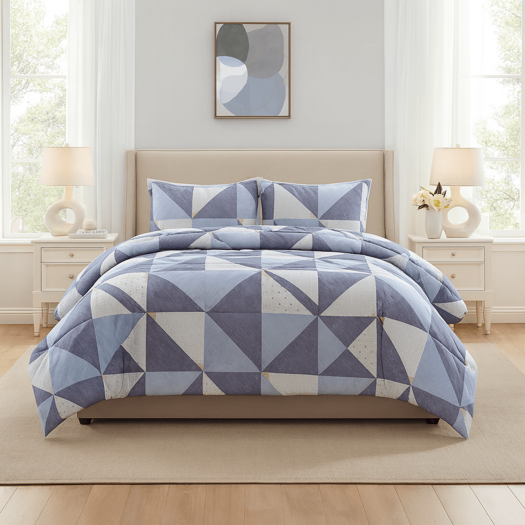 3PC Urban Printed Microfibre 80gsm Comforter - Faded Purple Abstract - Home Phase