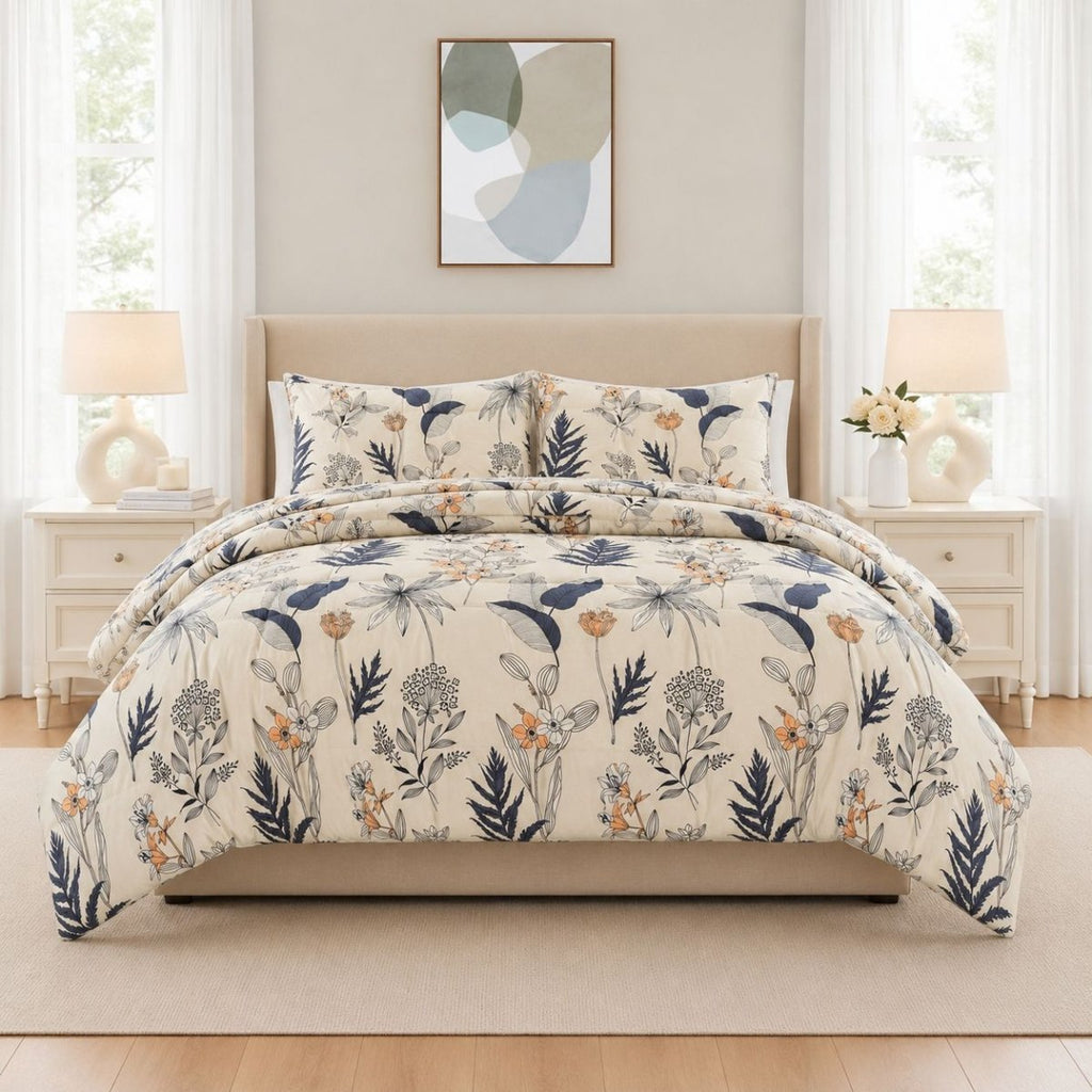 3PC Urban Printed Microfibre 80gsm Comforter - Floral Design (Seni) - Home Phase