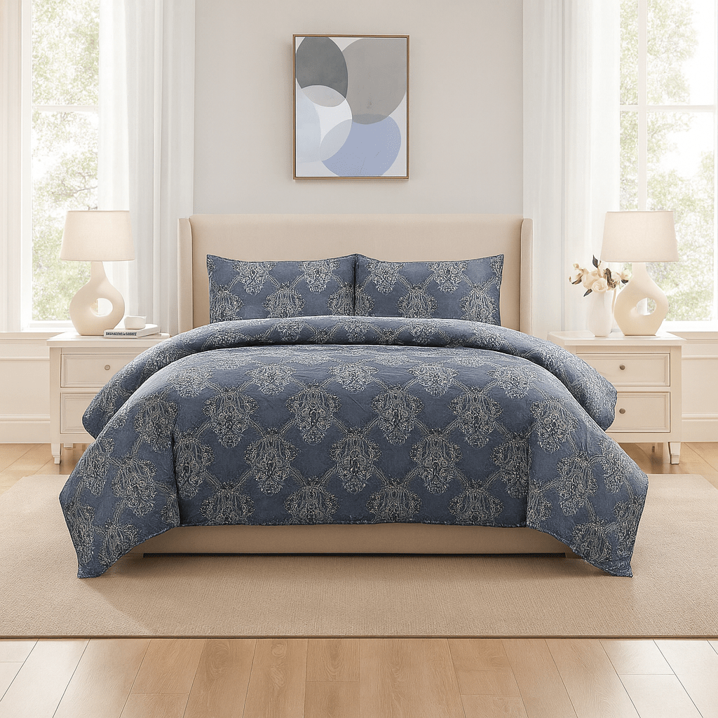 3PC Urban Printed Microfibre 80gsm Comforter - Grey Bohemian - Home Phase