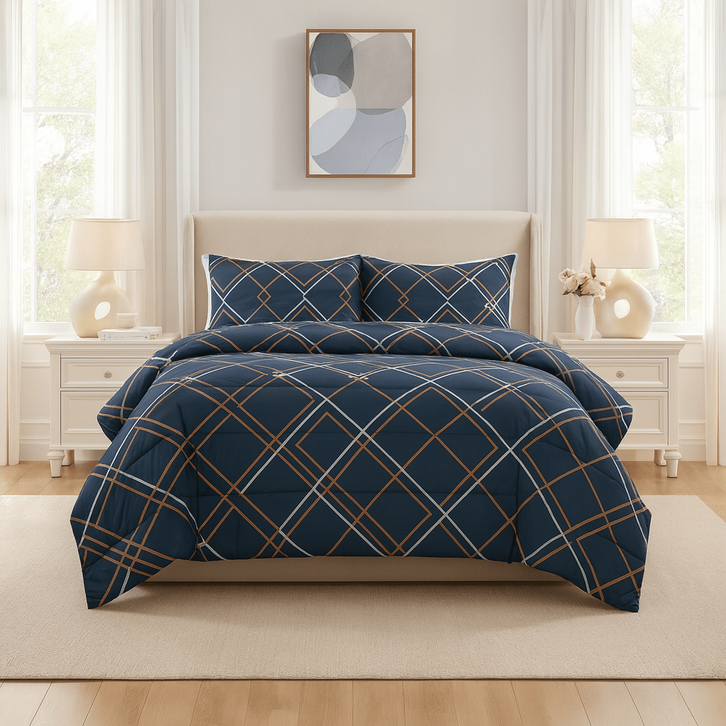 3PC Urban Printed Microfibre 80gsm Comforter - Modern Geo - Home Phase