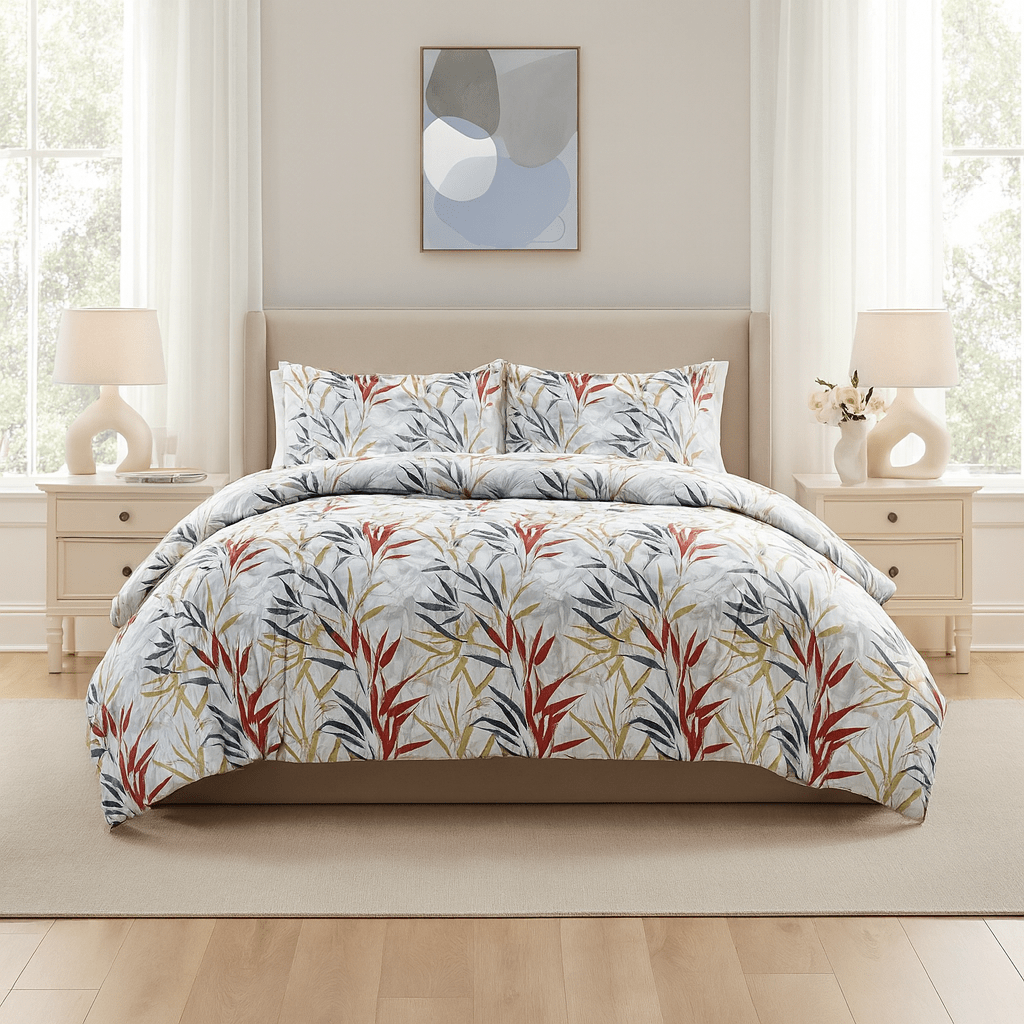 3PC Urban Printed Microfibre 80gsm Comforter - Multicolour Fern - Home Phase