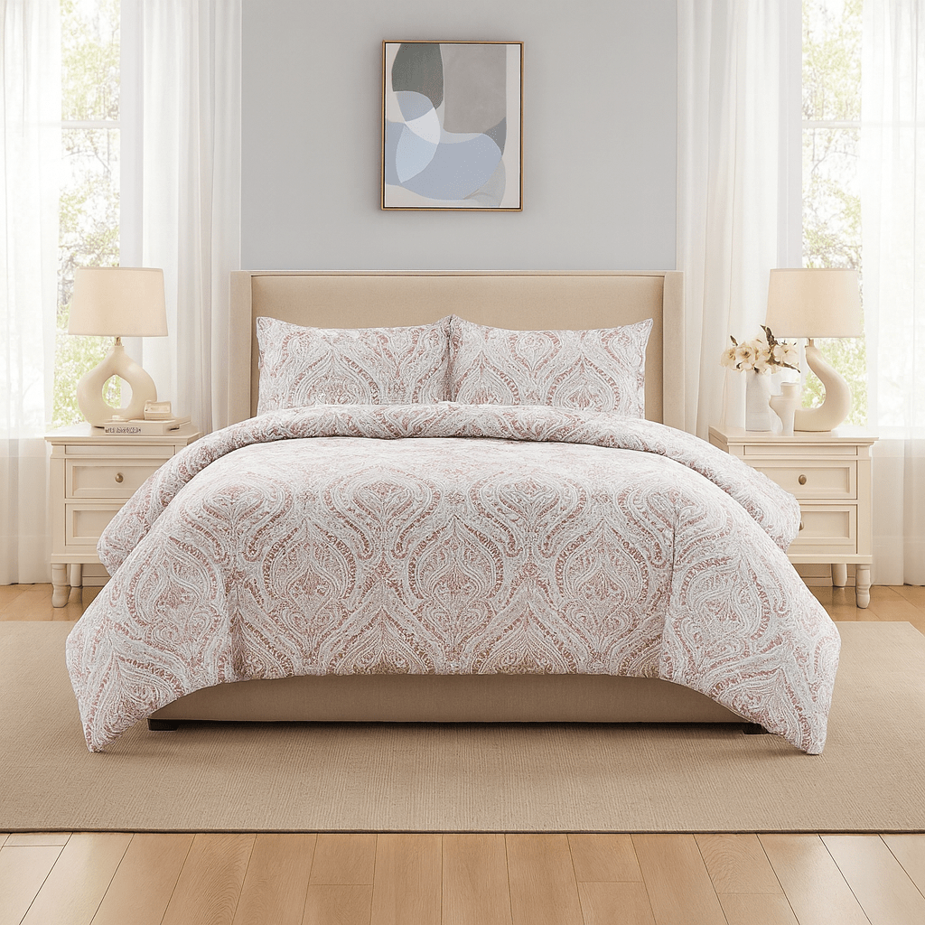 3PC Urban Printed Microfibre 80gsm Comforter - Pink Paisley - Home Phase