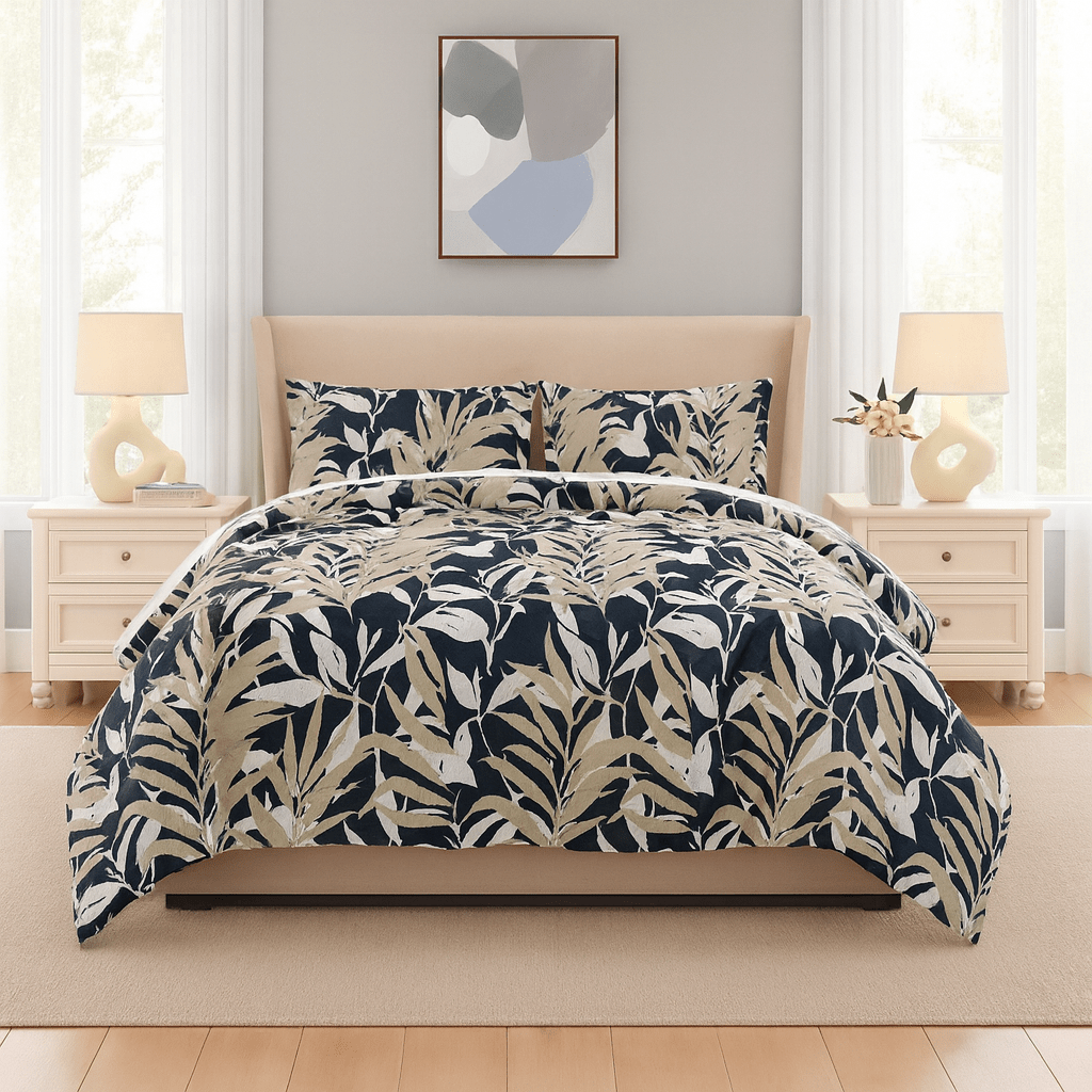 3PC Urban Silk Touch Microfibre Duvet Cover Set - Charcoal & Gold Gern - Home Phase