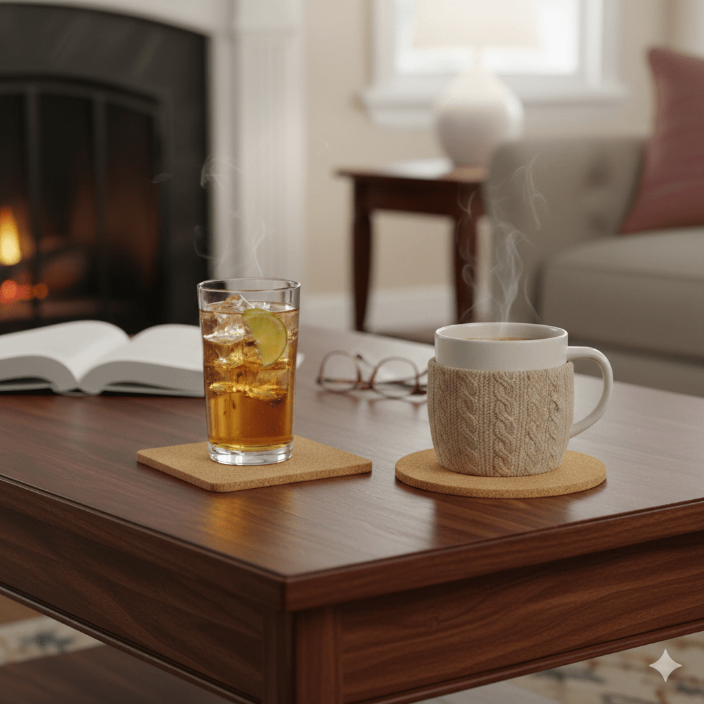 4 PC Cork Coaster Set - Home Phase
