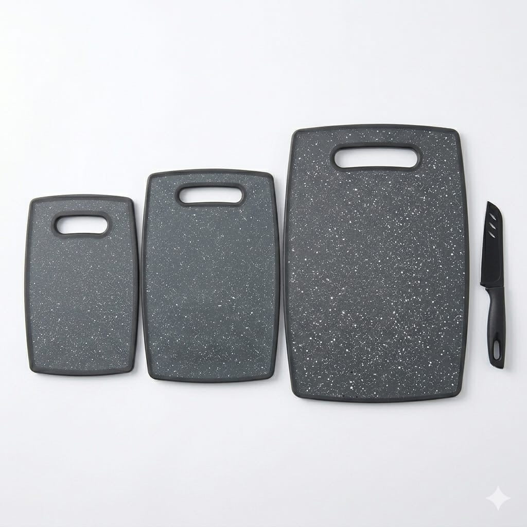 4 PC Plastic Chopping Board & Knife Set - Home Phase