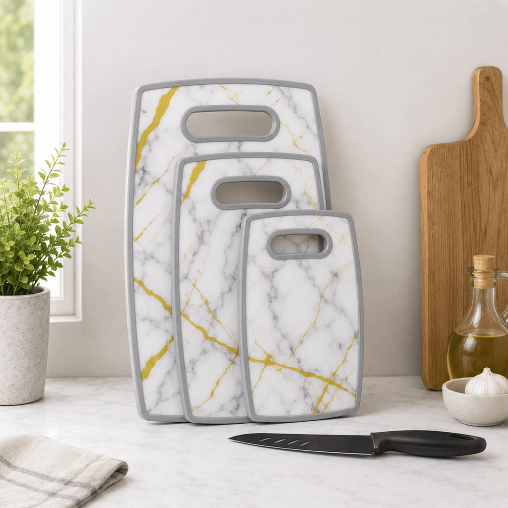 4 PC Plastic Chopping Board & Knife Set - Home Phase