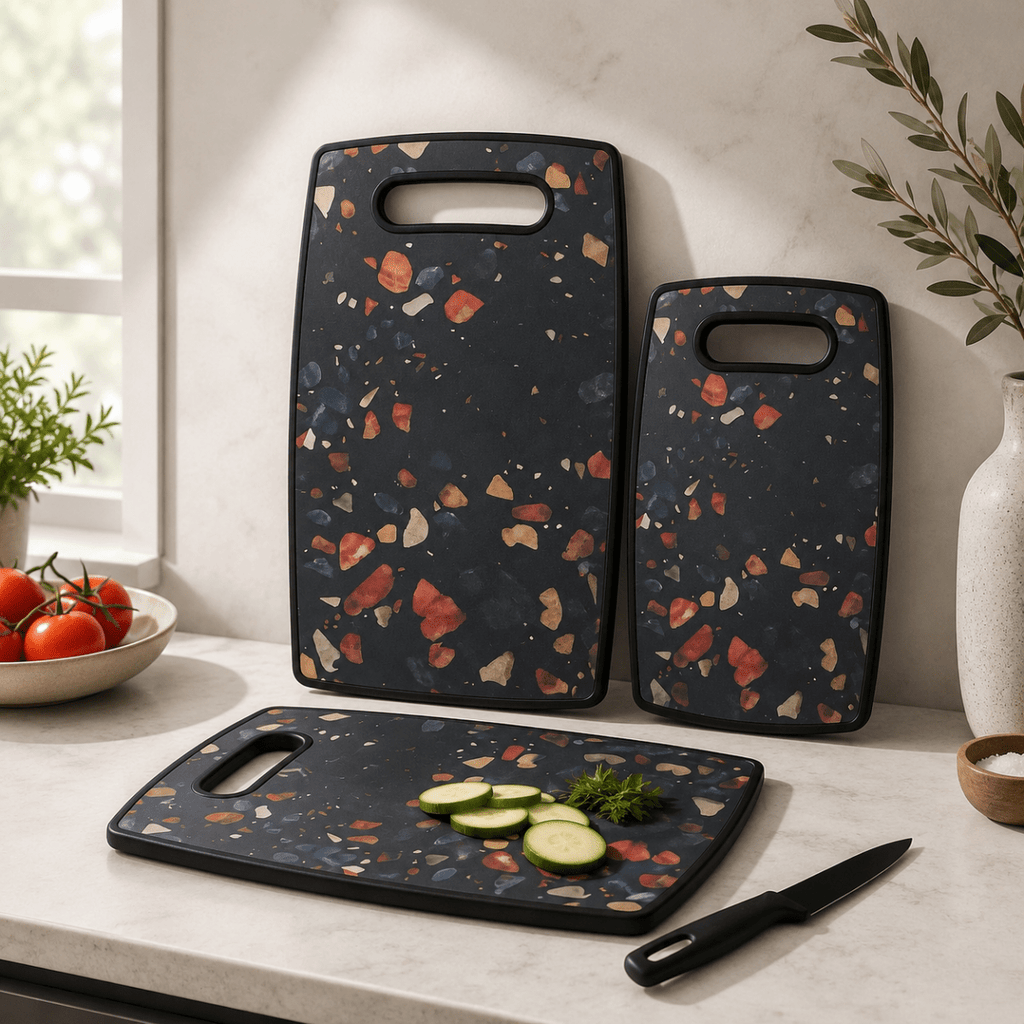 4 PC Plastic Chopping Board & Knife Set - Home Phase