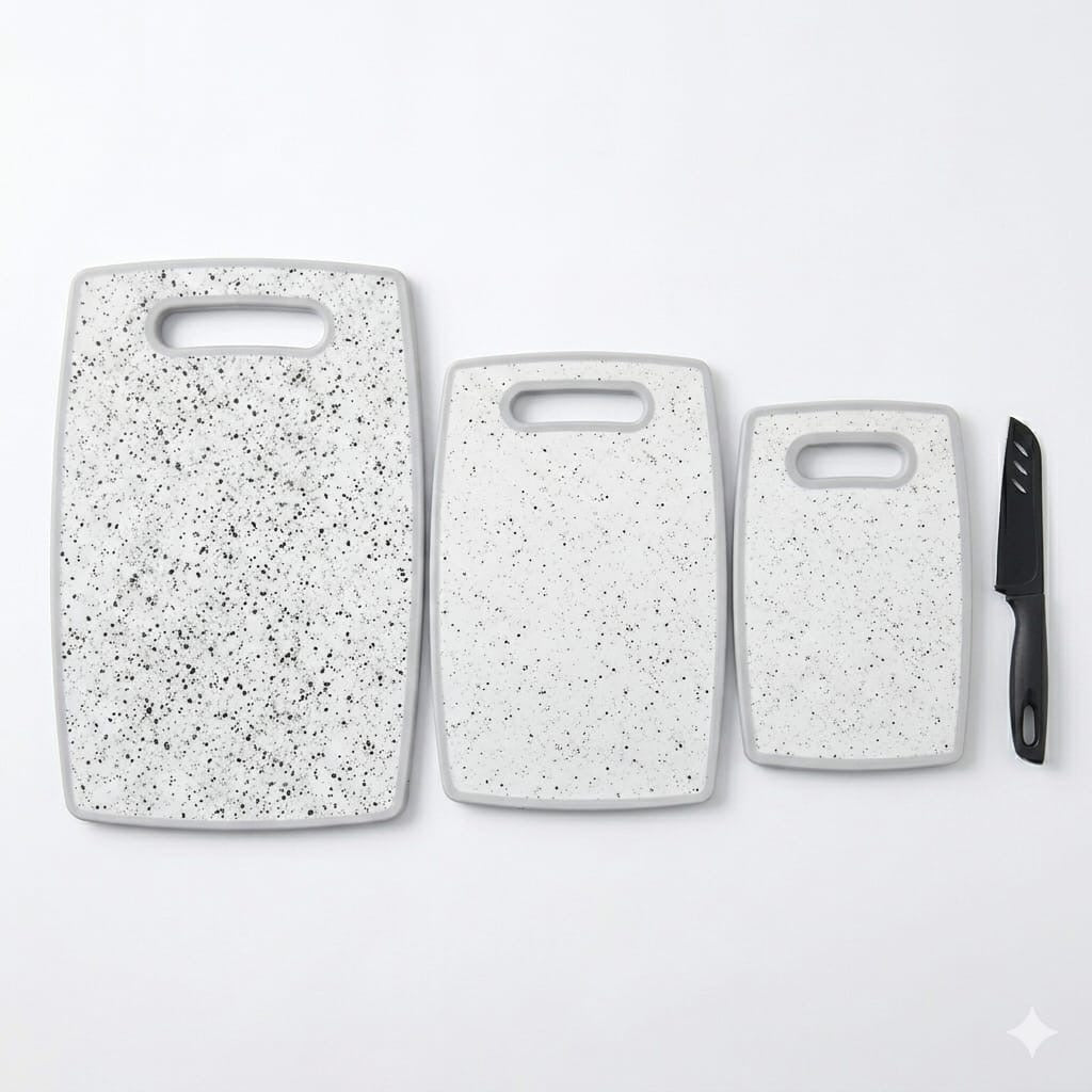 4 PC Plastic Chopping Board & Knife Set - Home Phase