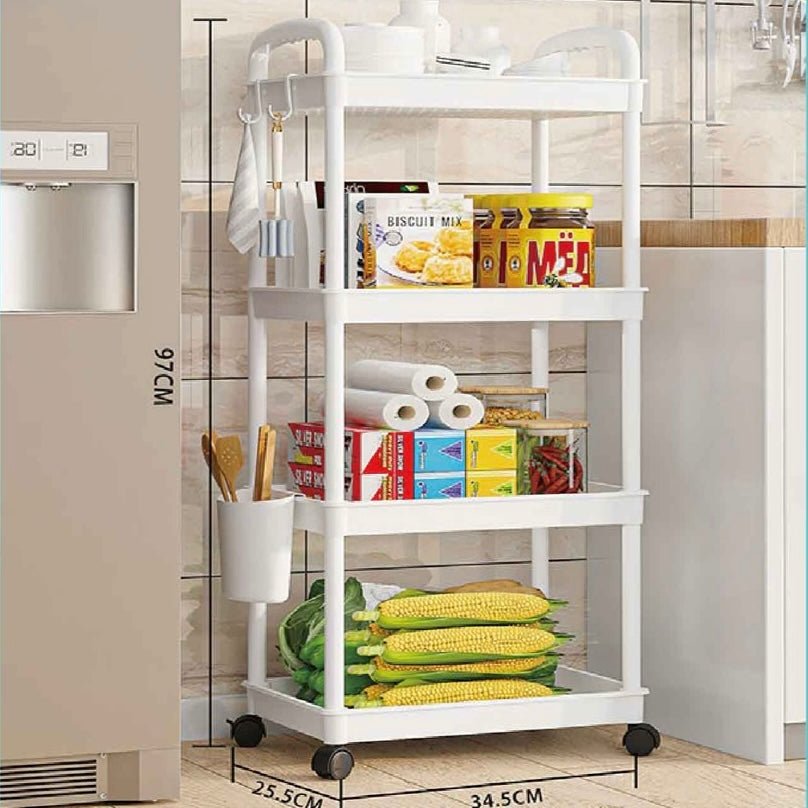 4 Tier Multifunctional Storage Trolley - White - Home Phase