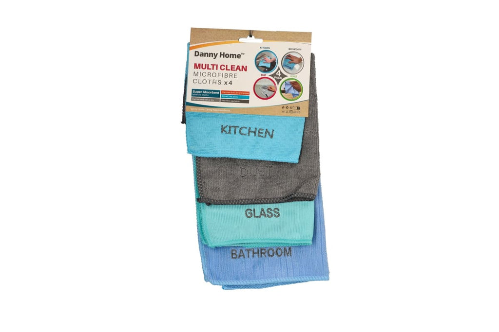 4PC Danny Home Microfiber Cleaning Cloths 29cm - Style Phase Home
