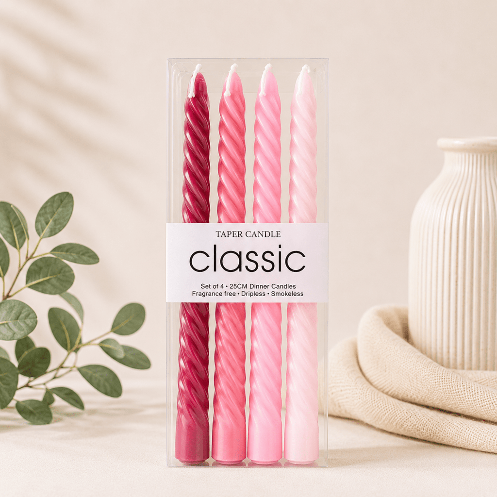 4PC Smokeless Taper Swirl Candles - 25 cm - Home Phase