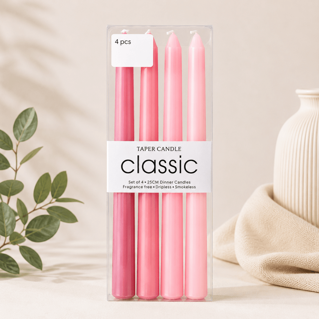 4PC Smokeless Tapered Candles - 25 cm - Home Phase