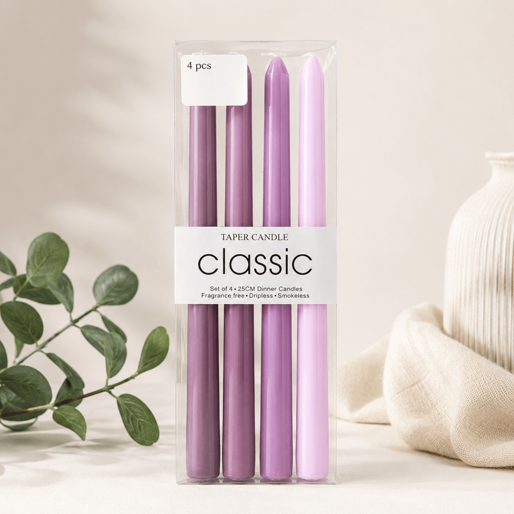4PC Smokeless Tapered Candles - 25 cm - Home Phase